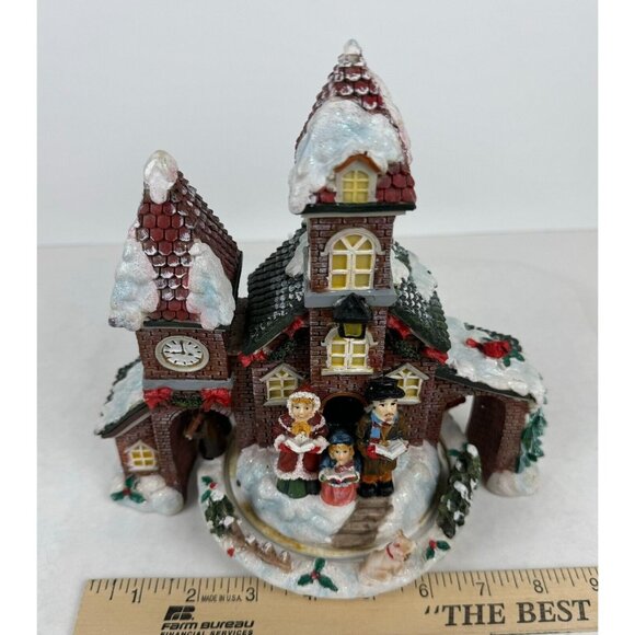 Vintage Musical Christmas Village Church Figurine Carolers Wind Up Animated 8.5" - Picture 9 of 10